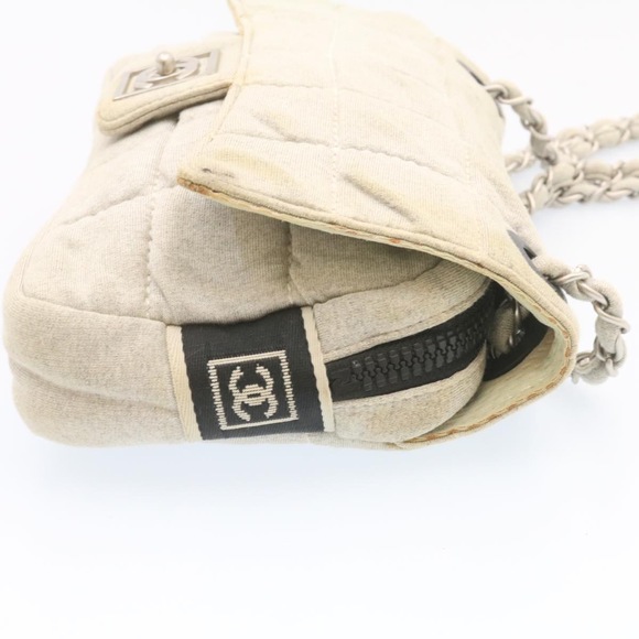 CHANEL Sports Line Choco Bar Double Chain Flap Shoulder Bag Gray CC Auth ai078A - Picture 5 of 10